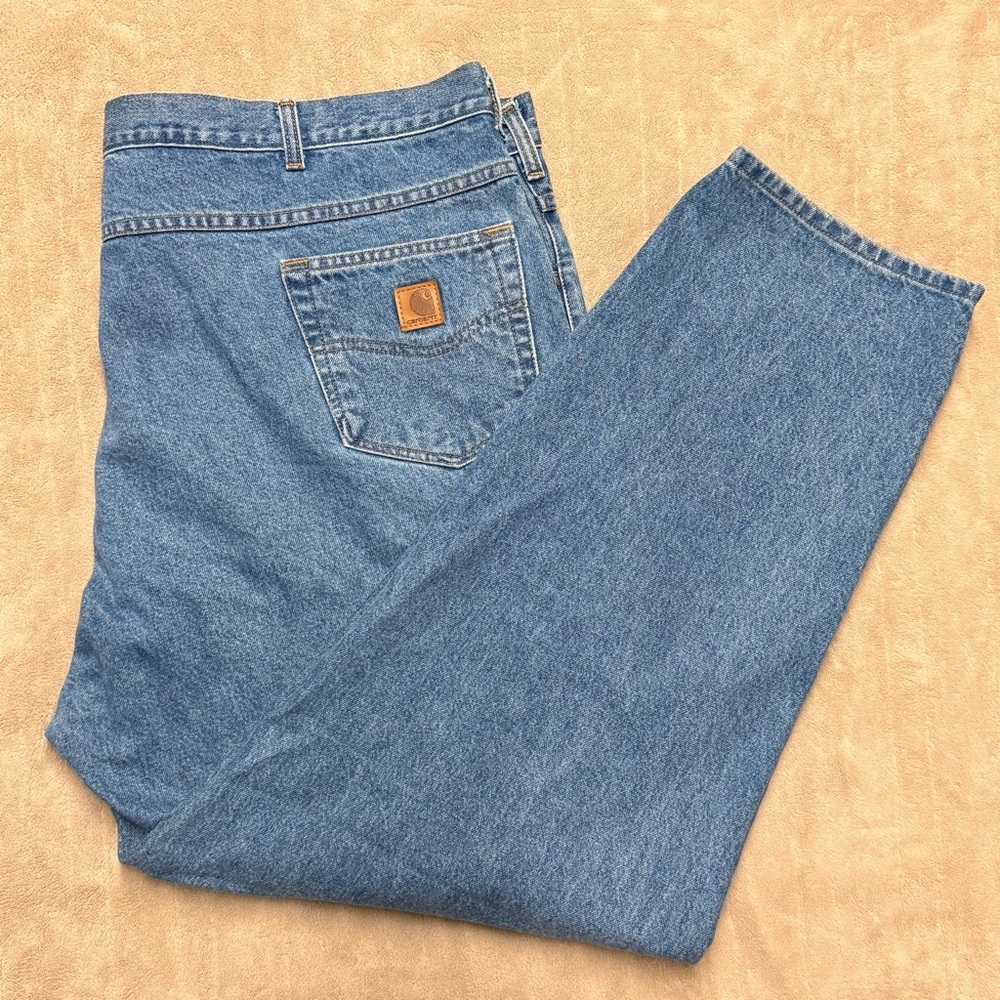 Carhartt Jeans Mens 50X32 Blue Denim Relaxed Fit Tapered Leg